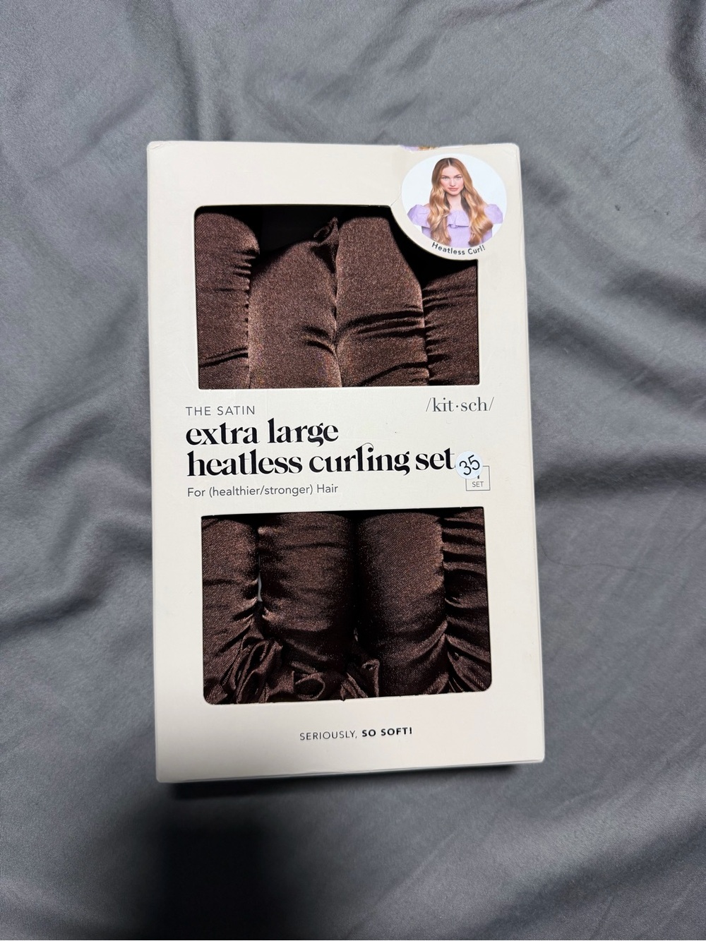 Kitsch Satin Extra Large Heatless Curling Set - Chocolate Brown